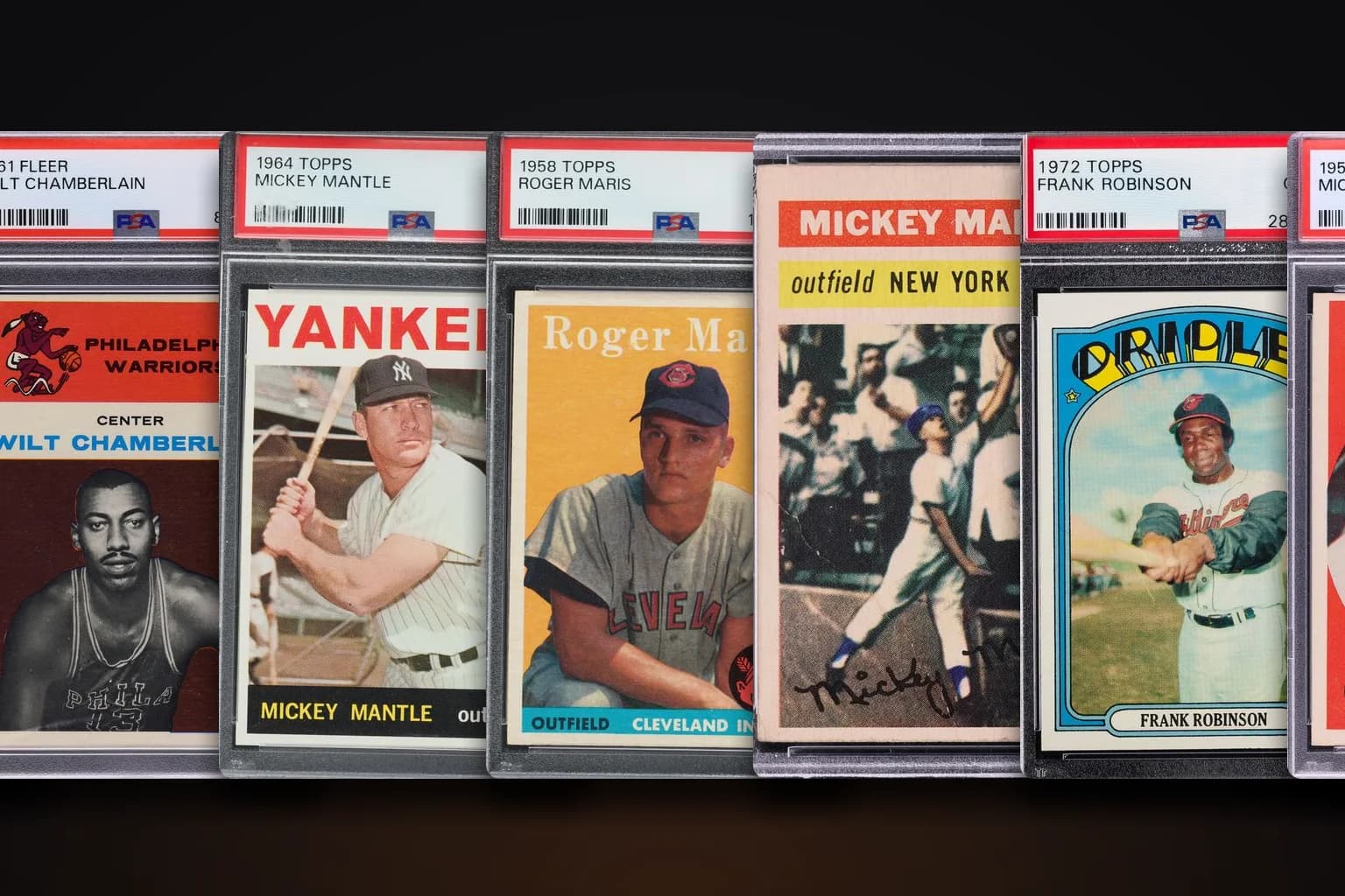 Real pre-1980 vintage sports graded slabs — Mickey Mantle, Willie Mays, Jackie Robinson and other Topps and Bowman cards