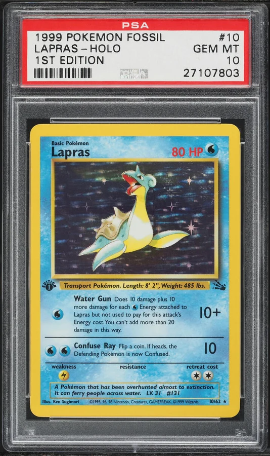 1999 Fossil 1st Edition Lapras #10