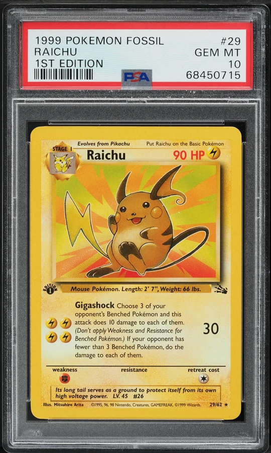 1999 Fossil 1st Edition Raichu #14