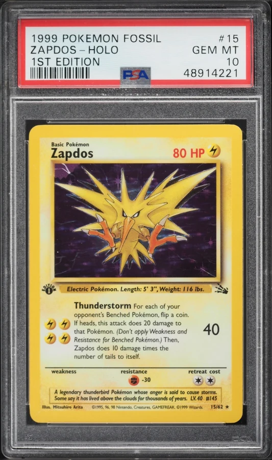 1999 Fossil 1st Edition Zapdos #15