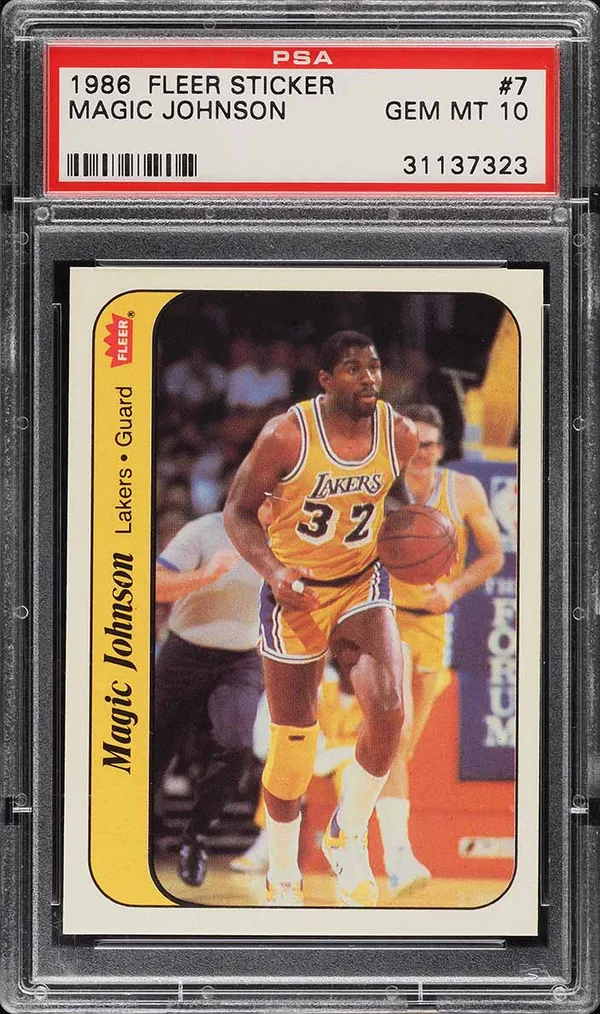 1986 Fleer Sticker Magic Johnson #7