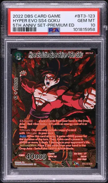 2022 Dragon Ball Super 5th Anniversary Hyper Evo SS4 Goku #BT3-123 PSA 10