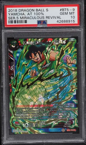 2018 Dragon Ball S Series 5 Miraculous Revival Yamcha, At 100% #BT5-009 PSA 10