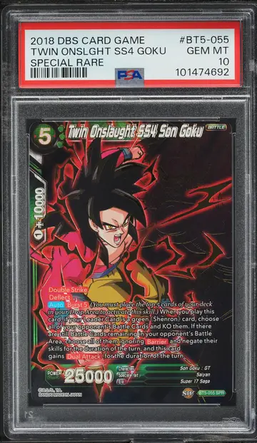 2018 Dragon Ball S Series 5 Miraculous Revival Twin Onslaught SS4 Goku PSA 10
