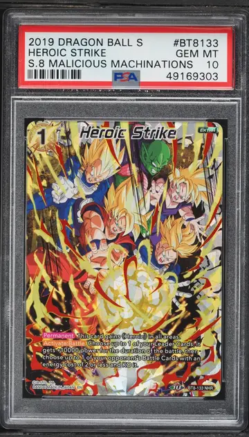 2019 Dragon Ball S Series 8 Malicious Machinations Heroic Strike #BT8-133 PSA 10