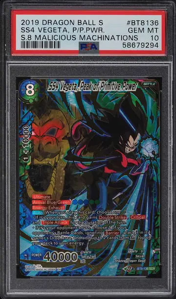 2019 Dragon Ball Super SS4 Vegeta Peak Of Primitive Power #BT8-136 PSA 10