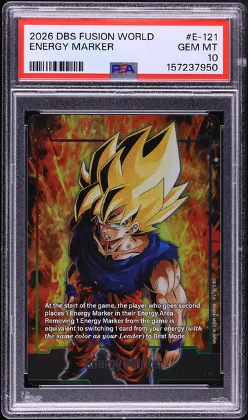2026 Dragon Ball S Fusion World Starter Deck Ex The Beat Of Ki Energy Marker #E-121 PSA 10